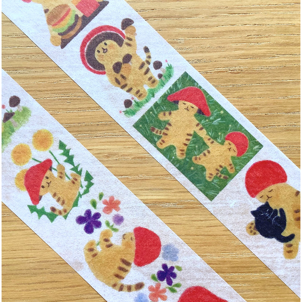 【2代】4legs 和紙膠帶 菇菇貓款 4 legs 貓咪 日本製【立夏手帳生活】-細節圖3