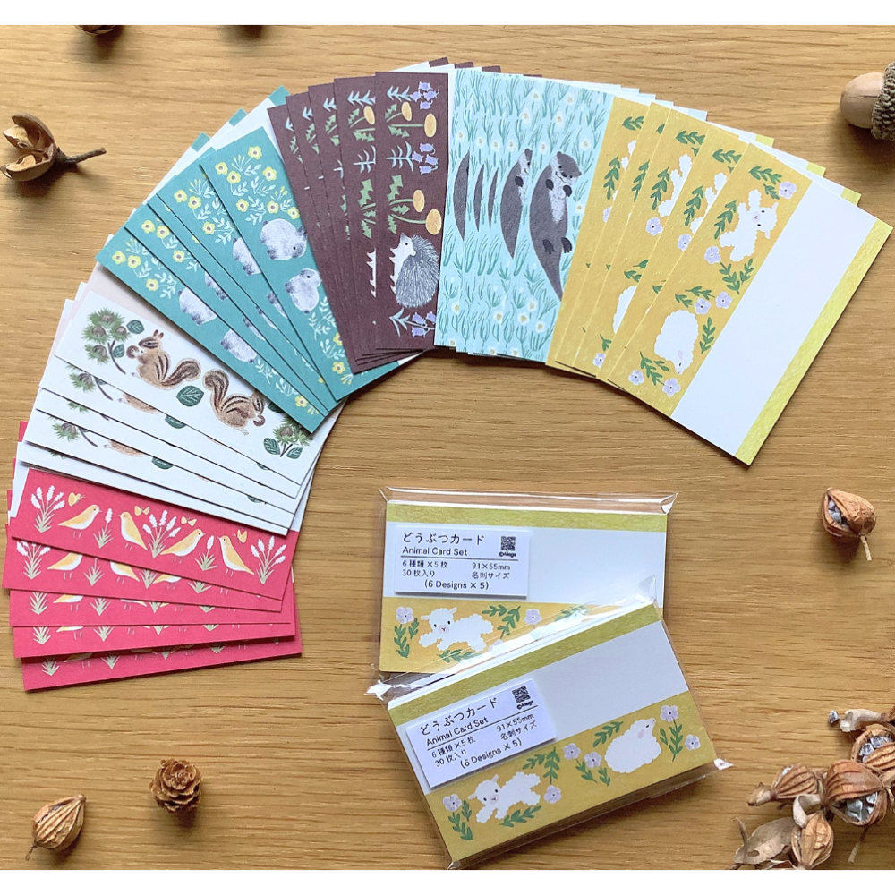 4legs 動物小卡組 水彩風 名片尺寸 4 legs 貓咪 日本製【立夏手帳生活】-細節圖2