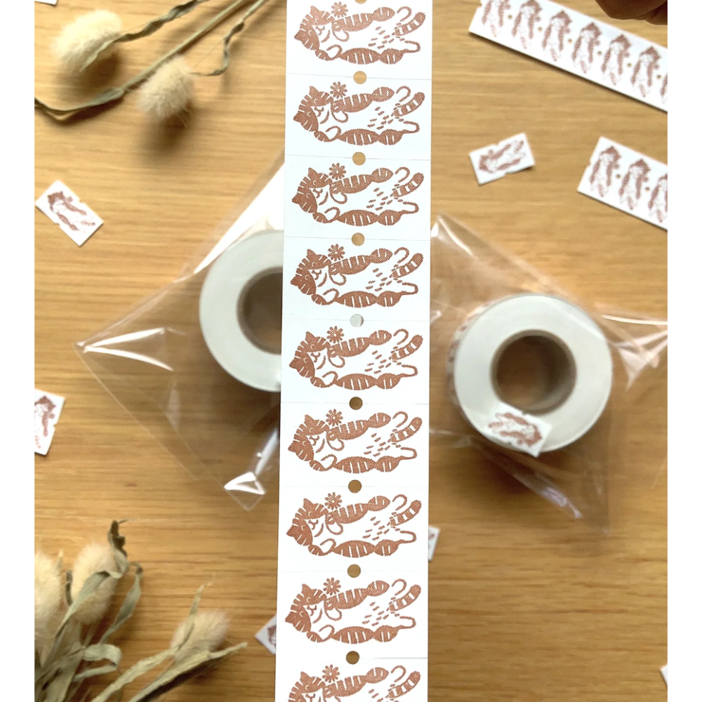 4legs 摸貓咪肚肚 標籤貼紙卷 4 legs 貓咪 日本製【立夏手帳生活】-細節圖2