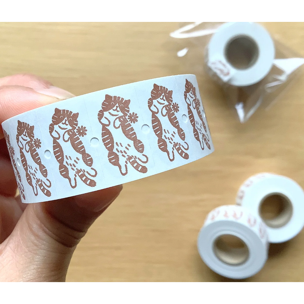 4legs 摸貓咪肚肚 標籤貼紙卷 4 legs 貓咪 日本製【立夏手帳生活】-細節圖3