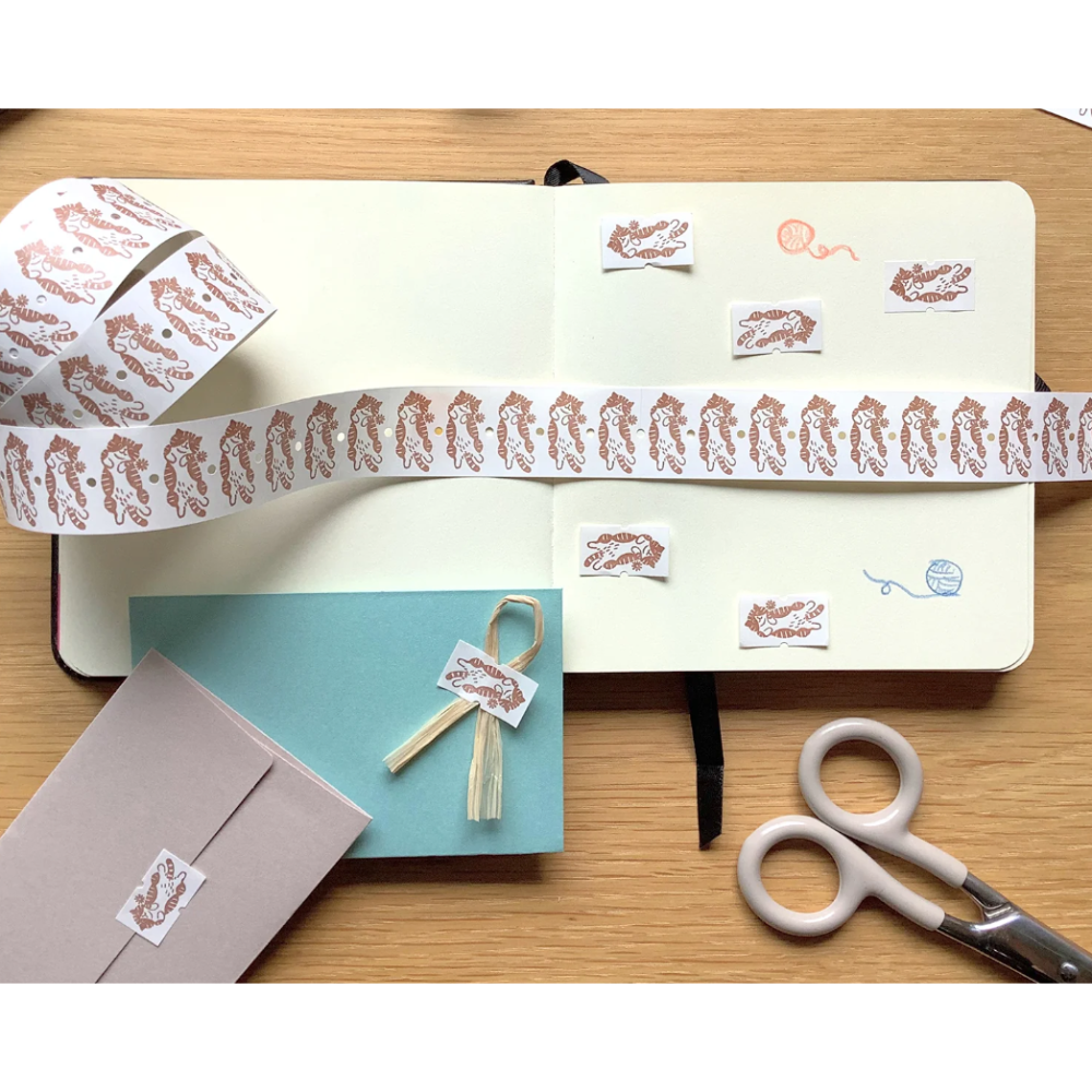 4legs 摸貓咪肚肚 標籤貼紙卷 4 legs 貓咪 日本製【立夏手帳生活】-細節圖5