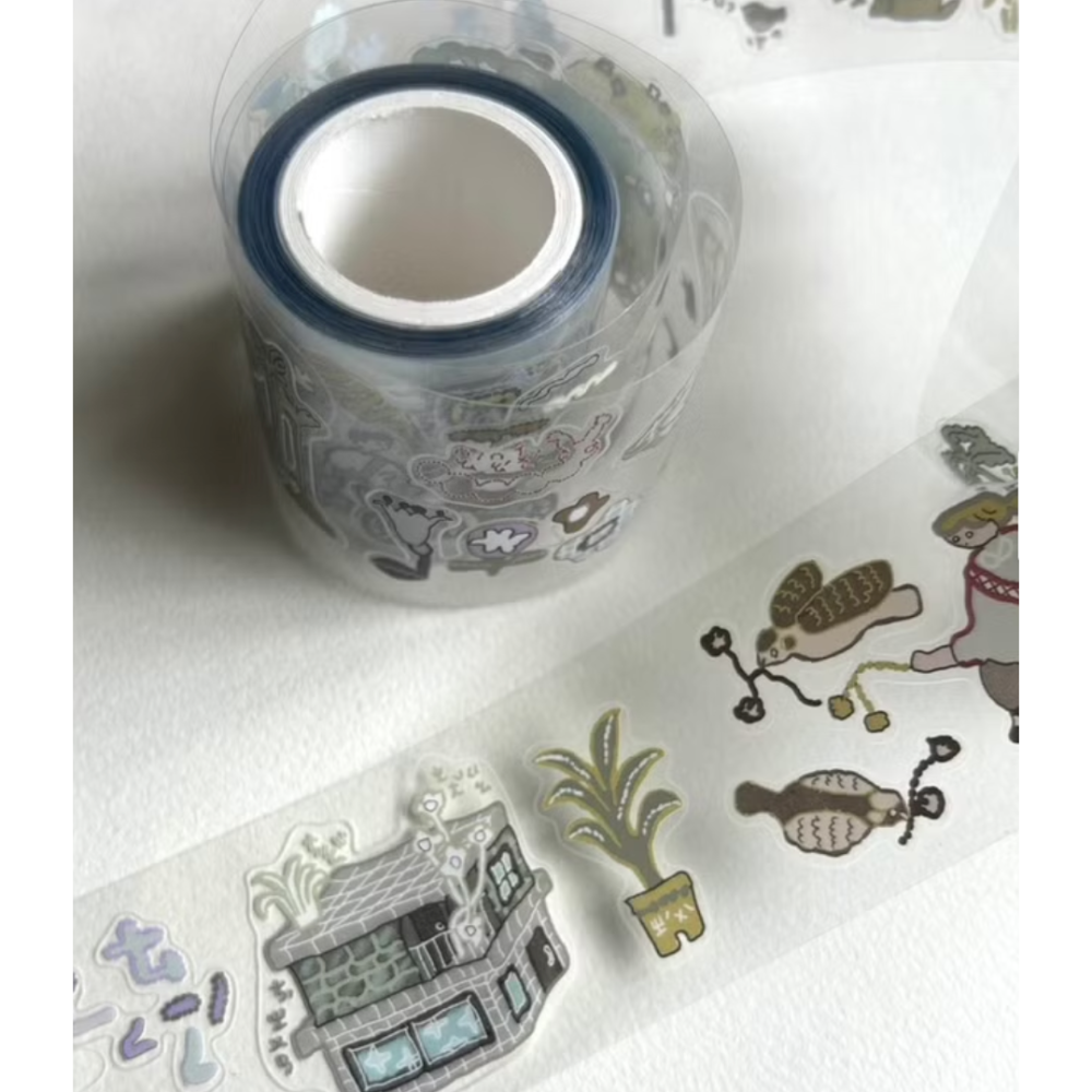 何包蛋 回鄉小路 4cm亮面割型PET膠帶 misshoegg【立夏手帳生活】-細節圖3