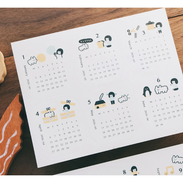 右手超人 2026年月曆貼紙 狗狗雲【立夏手帳生活】-細節圖3