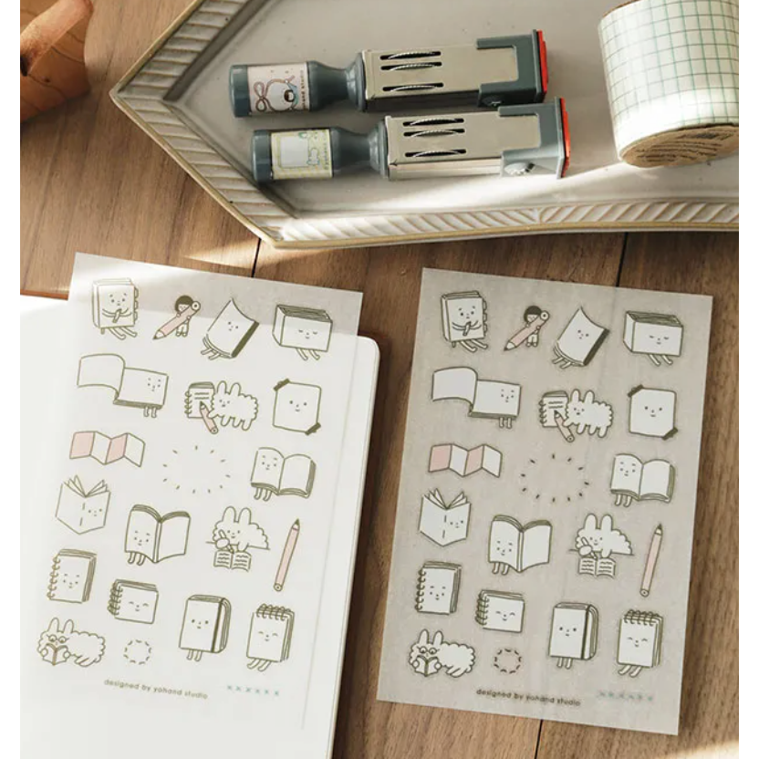 【新5款】右手超人 轉印貼紙『小花/筆記本/理想生活/數字/滿滿的狗狗雲』 一份2張【立夏手帳生活】-細節圖3