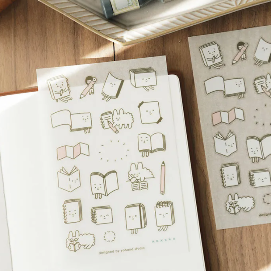 【新5款】右手超人 轉印貼紙『小花/筆記本/理想生活/數字/滿滿的狗狗雲』 一份2張【立夏手帳生活】-細節圖4