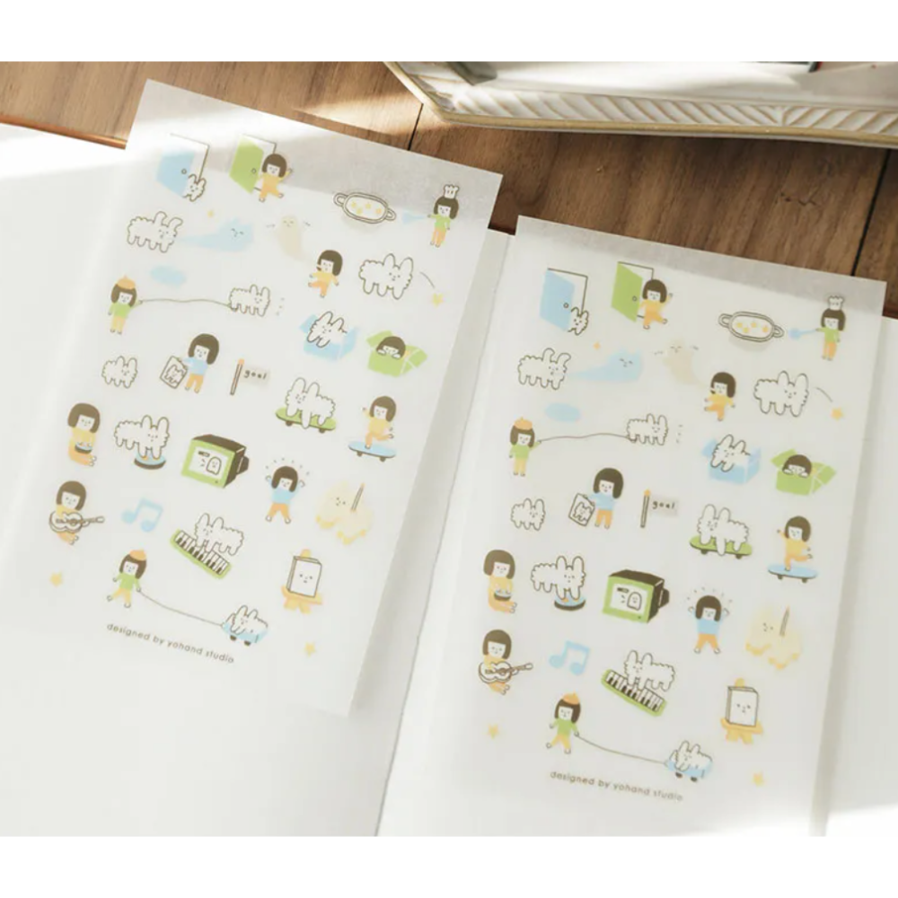 【新5款】右手超人 轉印貼紙『小花/筆記本/理想生活/數字/滿滿的狗狗雲』 一份2張【立夏手帳生活】-細節圖5