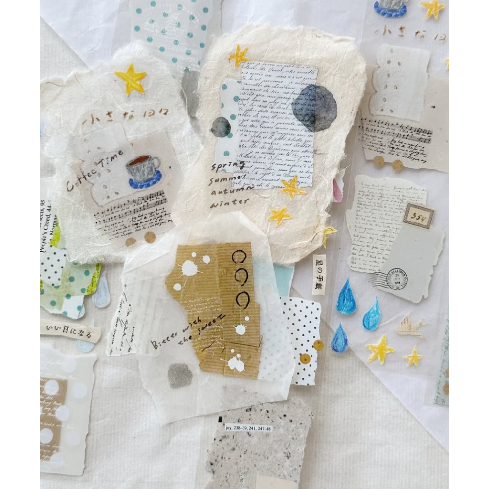 Asteroid b-610小行星 小森紙語-星與淚 4.5cm亮面PET膠帶【立夏手帳生活】-細節圖2