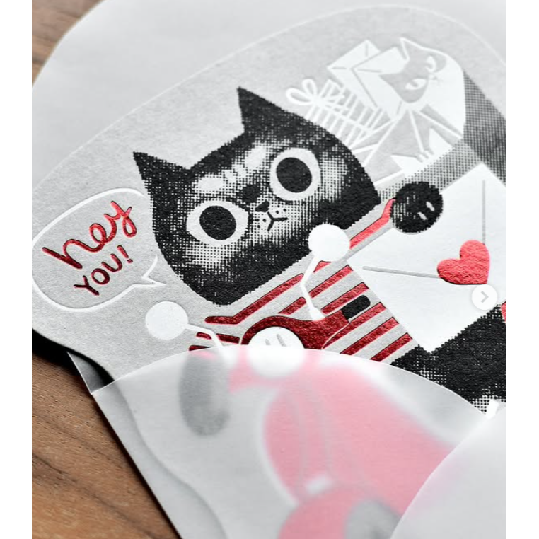 【4款】大芝麻小花生 生日卡/情書卡 手工絹印+燙金「粉櫻桃/綠櫻桃/紅車車/金車車」【立夏手帳生活】-細節圖5