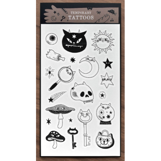 【4款】大芝麻小花生紋身貼紙「貓貓蝴蝶結/貓貓魔法屋/好好吃的貓/到處都是貓」【立夏手帳生活】-規格圖6