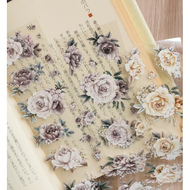 樂意Loi Design 燼花-玫瑰Amber Bloom 6cm割型亮面PET膠帶 【立夏手帳生活】-細節圖2