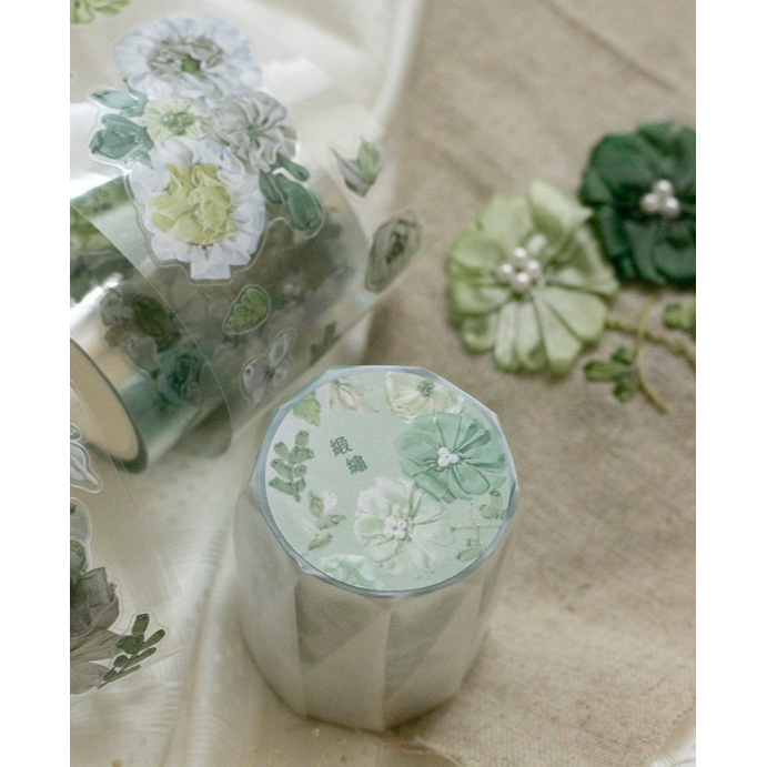 樂意Loi Design 仙織聯名款 緞繡Ribbon 6cm割型亮面PET膠帶【立夏手帳生活】-細節圖3