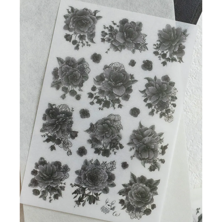 樂意loidesign 黑白海棠 轉印貼紙 Transfer Sticker【立夏手帳生活】-細節圖4