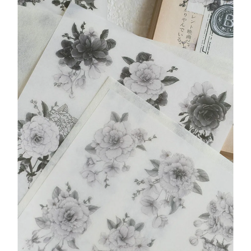 樂意loidesign 黑白海棠 轉印貼紙 Transfer Sticker【立夏手帳生活】-細節圖5