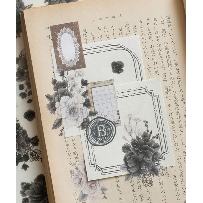 樂意loidesign 黑白海棠 轉印貼紙 Transfer Sticker【立夏手帳生活】-細節圖6