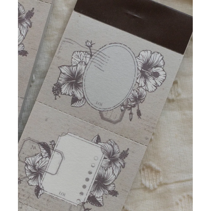 【新3款】樂意loidesign『冬日花園-星星葉/舊書頁-玫瑰花園/舊書頁-朱槿花框』便箋本 便簽本【立夏手帳生活】-細節圖2