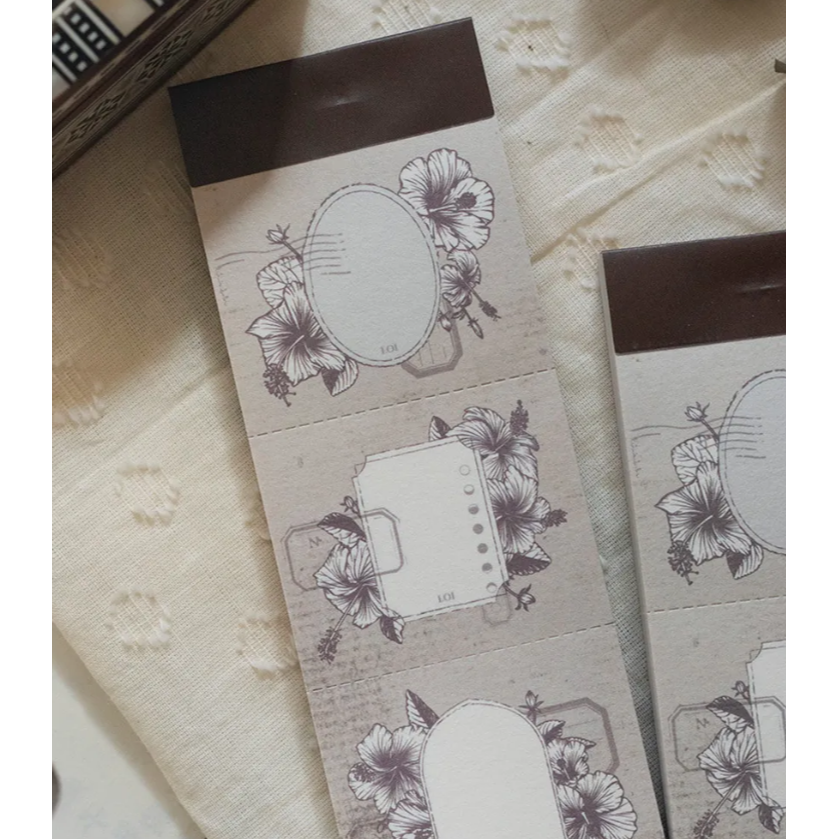 【新3款】樂意loidesign『冬日花園-星星葉/舊書頁-玫瑰花園/舊書頁-朱槿花框』便箋本 便簽本【立夏手帳生活】-細節圖3