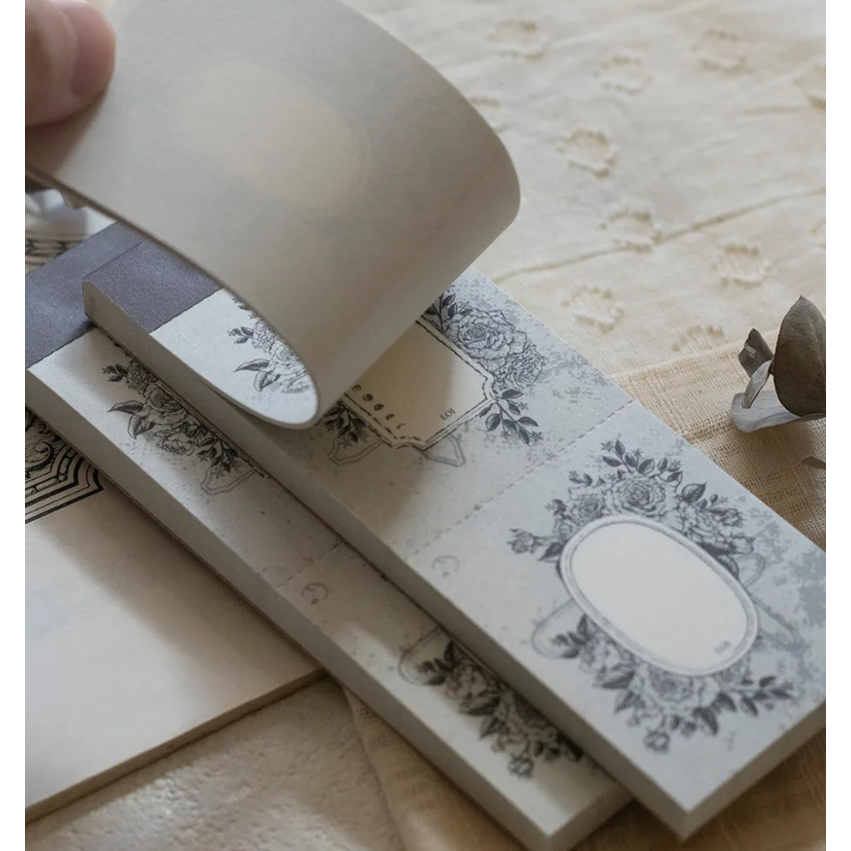 【新3款】樂意loidesign『冬日花園-星星葉/舊書頁-玫瑰花園/舊書頁-朱槿花框』便箋本 便簽本【立夏手帳生活】-細節圖5