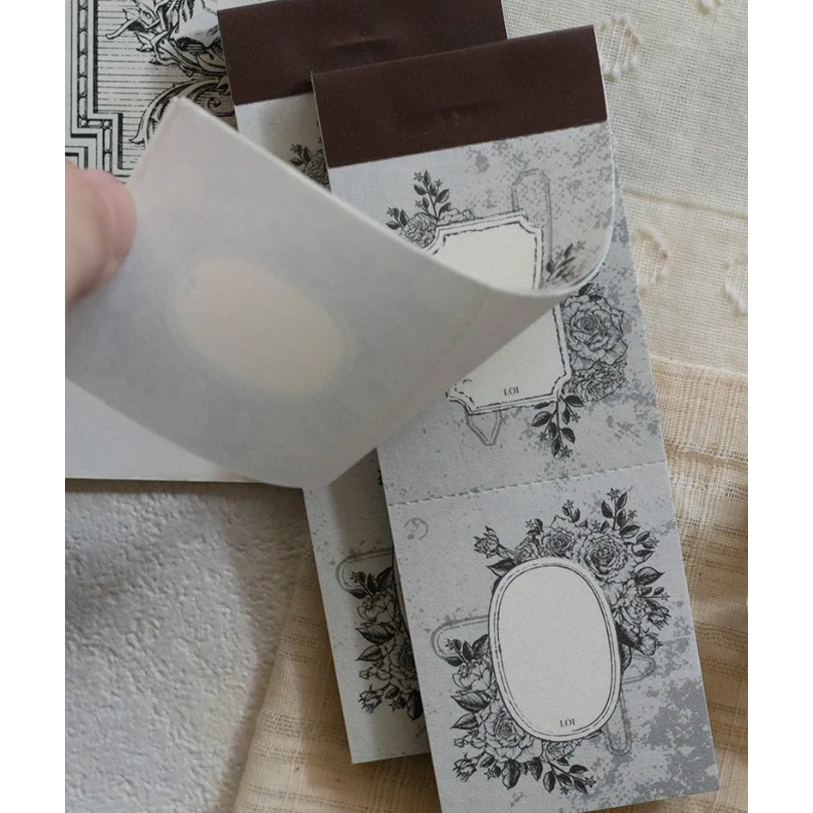 【新3款】樂意loidesign『冬日花園-星星葉/舊書頁-玫瑰花園/舊書頁-朱槿花框』便箋本 便簽本【立夏手帳生活】-細節圖6