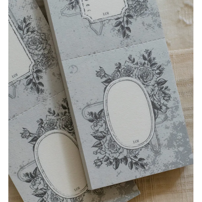 【新3款】樂意loidesign『冬日花園-星星葉/舊書頁-玫瑰花園/舊書頁-朱槿花框』便箋本 便簽本【立夏手帳生活】-細節圖7