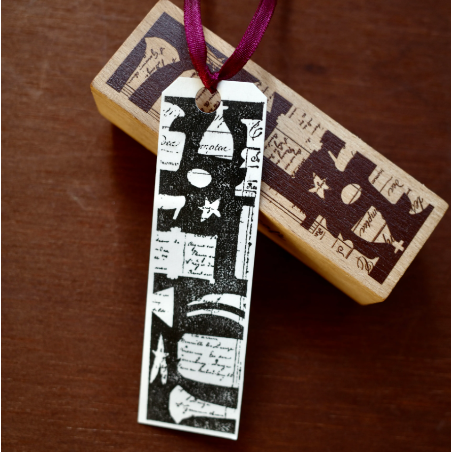 什物 a kind of cafe 聖誕節新品 字影書籤Vintage Script 長條印章【立夏手帳生活】-細節圖2