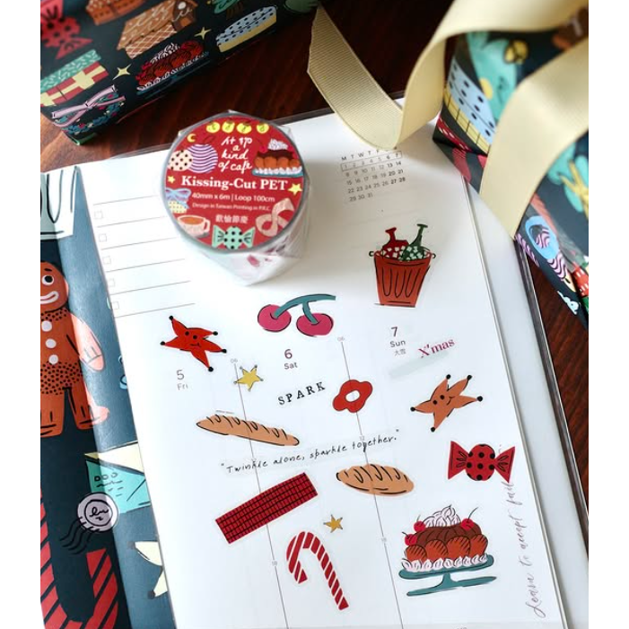 什物a kind of cafe X＇mas Festive Limited歡愉節慶 割型PET膠帶【立夏手帳生活】-細節圖7