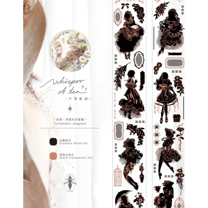 Pei Pei Studio 午茶私語8cm寬 X10M PET膠帶【立夏手帳生活】-細節圖5