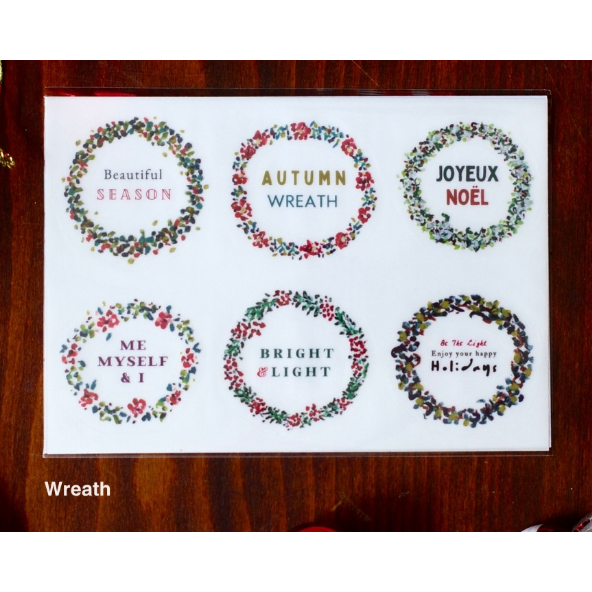 什物 a kind of cafe 聖誕節限量 Wreath花圈 霧面透明貼紙【立夏手帳生活】-細節圖2