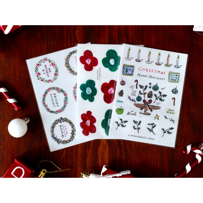 什物 a kind of cafe 聖誕節限量 Wreath花圈 霧面透明貼紙【立夏手帳生活】-細節圖3