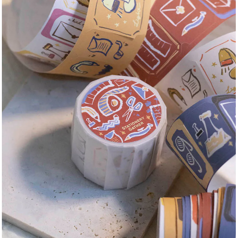 『紙膠帶分裝』樂意 燼花/緞繡/樂意&什物聯名款-文具集/A~Z封蠟貼/法式蝴蝶結/文具小集復古文具【立夏手帳生活】-細節圖3