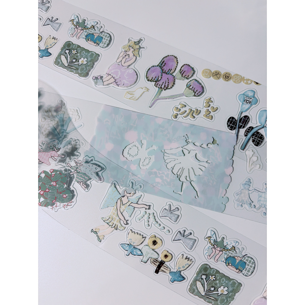 何包蛋 「田野花仙子」 亮面割型PET膠帶 misshoegg【立夏手帳生活】-細節圖3