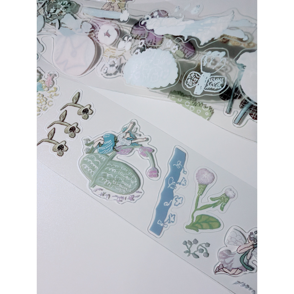 何包蛋 「田野花仙子」 亮面割型PET膠帶 misshoegg【立夏手帳生活】-細節圖4