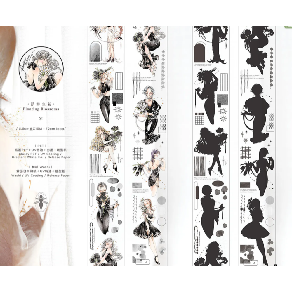 Pei Pei Studio 浮游生花 5.5cm寬 X 10M 亮面PET紙膠帶【立夏手帳生活】-細節圖4