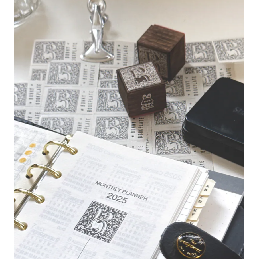 Pei Pei Studio 小兔的藏書章 深染櫸木印章 約25×25mm【立夏手帳生活】-細節圖4