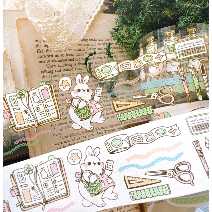 Pei Pei Studio 黑兔文具店 5cm寬 X 10M PET膠帶【立夏手帳生活】-細節圖2