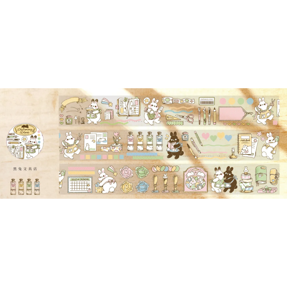 Pei Pei Studio 黑兔文具店 5cm寬 X 10M PET膠帶【立夏手帳生活】-細節圖5