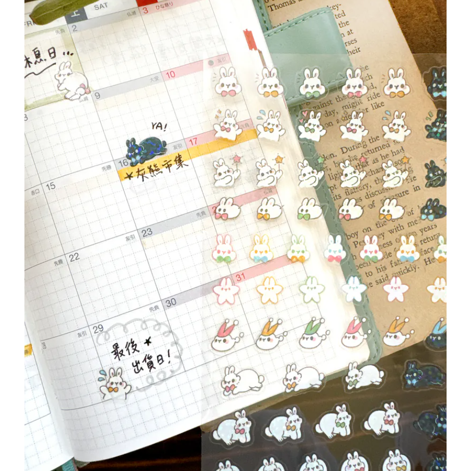 Pei Pei Studio 小兔星夜/小兔閃閃-手帳貼紙【立夏手帳生活】-細節圖2