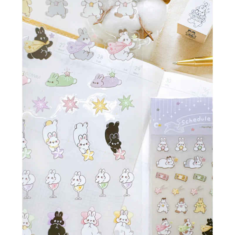 Pei Pei Studio 小兔星夜/小兔閃閃-手帳貼紙【立夏手帳生活】-細節圖7
