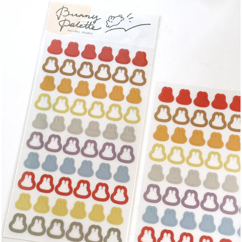 Pei Pei Studio 『2色』小兔調色盤- 復古色 / 冰淇淋色 手帳貼紙【立夏手帳生活】-細節圖2