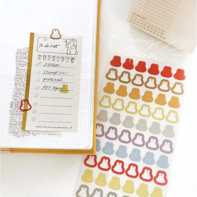 Pei Pei Studio 『2色』小兔調色盤- 復古色 / 冰淇淋色 手帳貼紙【立夏手帳生活】-細節圖3