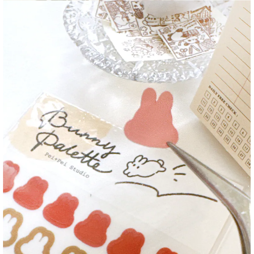 Pei Pei Studio 『2色』小兔調色盤- 復古色 / 冰淇淋色 手帳貼紙【立夏手帳生活】-細節圖5