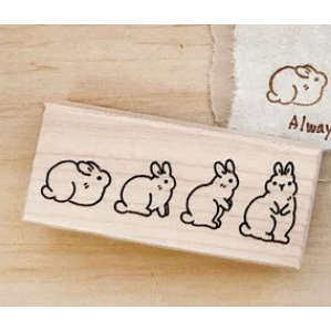 Pei Pei Studio 小兔楓木長型印章２款 『小兔進化論/給你一朵花』【立夏手帳生活】-細節圖6