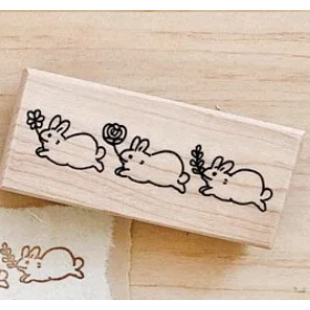 Pei Pei Studio 小兔楓木長型印章２款 『小兔進化論/給你一朵花』【立夏手帳生活】-規格圖6