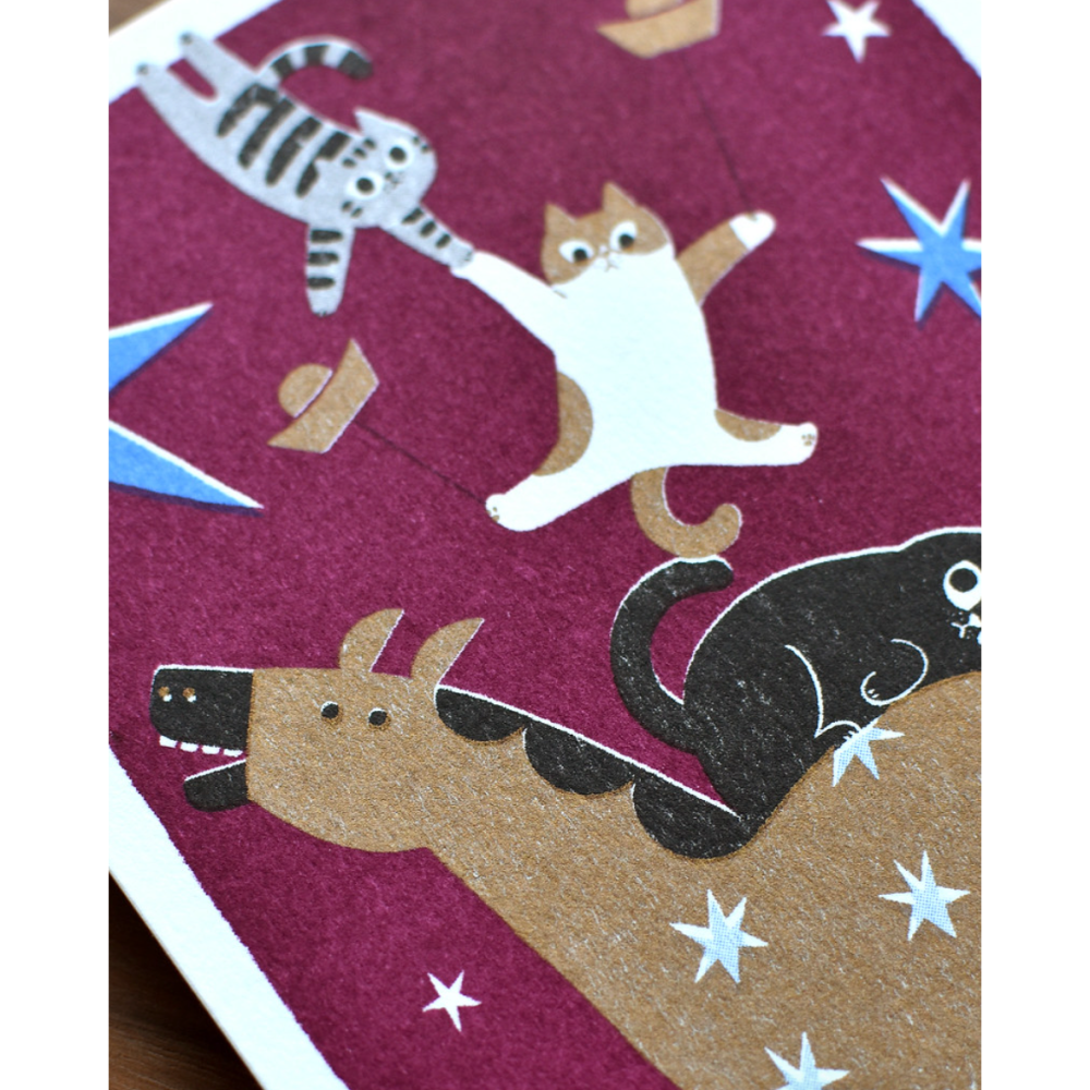 大芝麻小花生 馬哈哈哈 疊疊貓賀年卡 孔版印刷【立夏手帳生活】-細節圖2