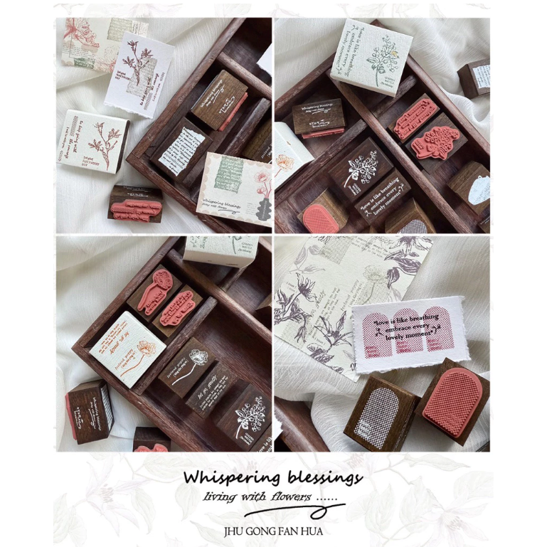 竹工凡花 呢喃祝福 迷你印章組 手帳印章 （單售）【立夏手帳生活】-細節圖3