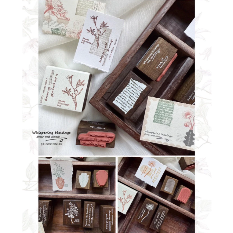 竹工凡花 呢喃祝福 迷你印章組 手帳印章 （單售）【立夏手帳生活】-細節圖4