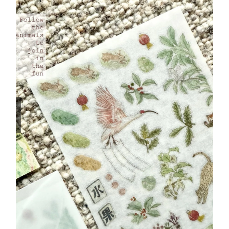 竹工凡花 跟著動物逗熱鬧 轉印貼紙包 手帳貼紙【立夏手帳生活】-細節圖2
