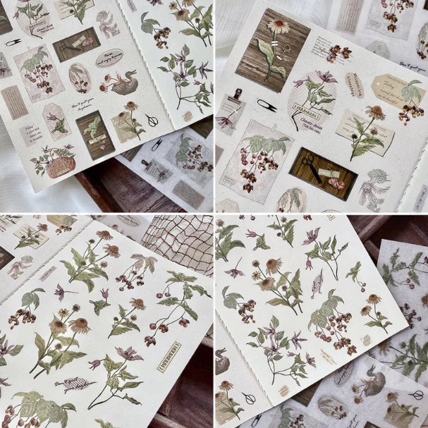 竹工凡花 秋季的呢喃祝福 花的姿態/花的細語 轉印貼紙包 共兩款 手帳貼紙【立夏手帳生活】-細節圖4