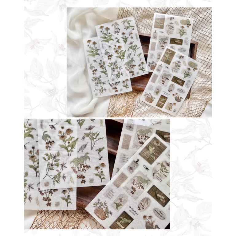 竹工凡花 秋季的呢喃祝福 花的姿態/花的細語 轉印貼紙包 共兩款 手帳貼紙【立夏手帳生活】-細節圖6