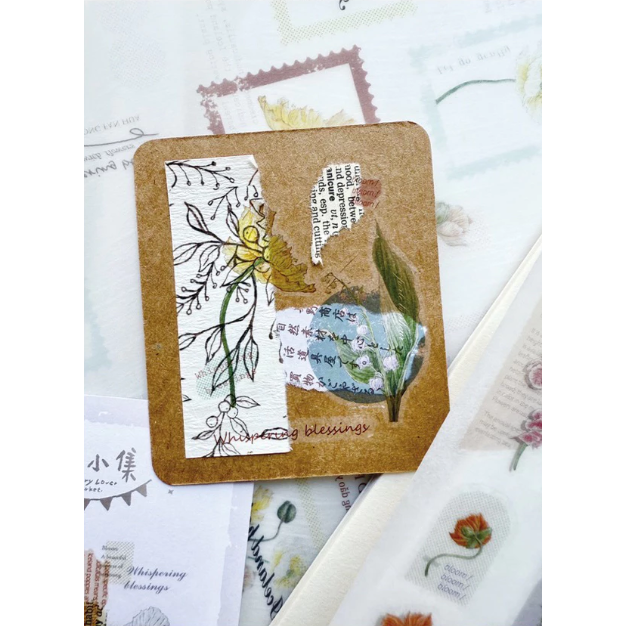 竹工凡花 夏季的呢喃祝福 花的姿態/花的細語 轉印貼紙包 共兩款 手帳貼紙【立夏手帳生活】-細節圖6