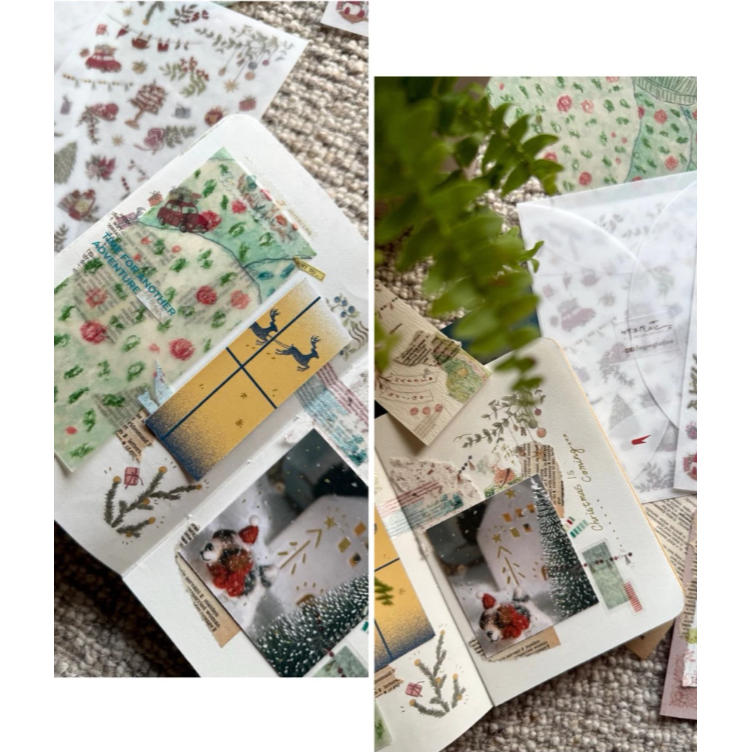 竹工凡花 森林裡的聖誕派對 轉印貼紙包 手帳貼紙 聖誕貼紙【立夏手帳生活】-細節圖4